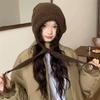 Funny Thicken Knitted Hat Dual Use Bag Women Winter Warm Pullover Hat Strap Skullie Cycling Ear Protection Cap Accessories