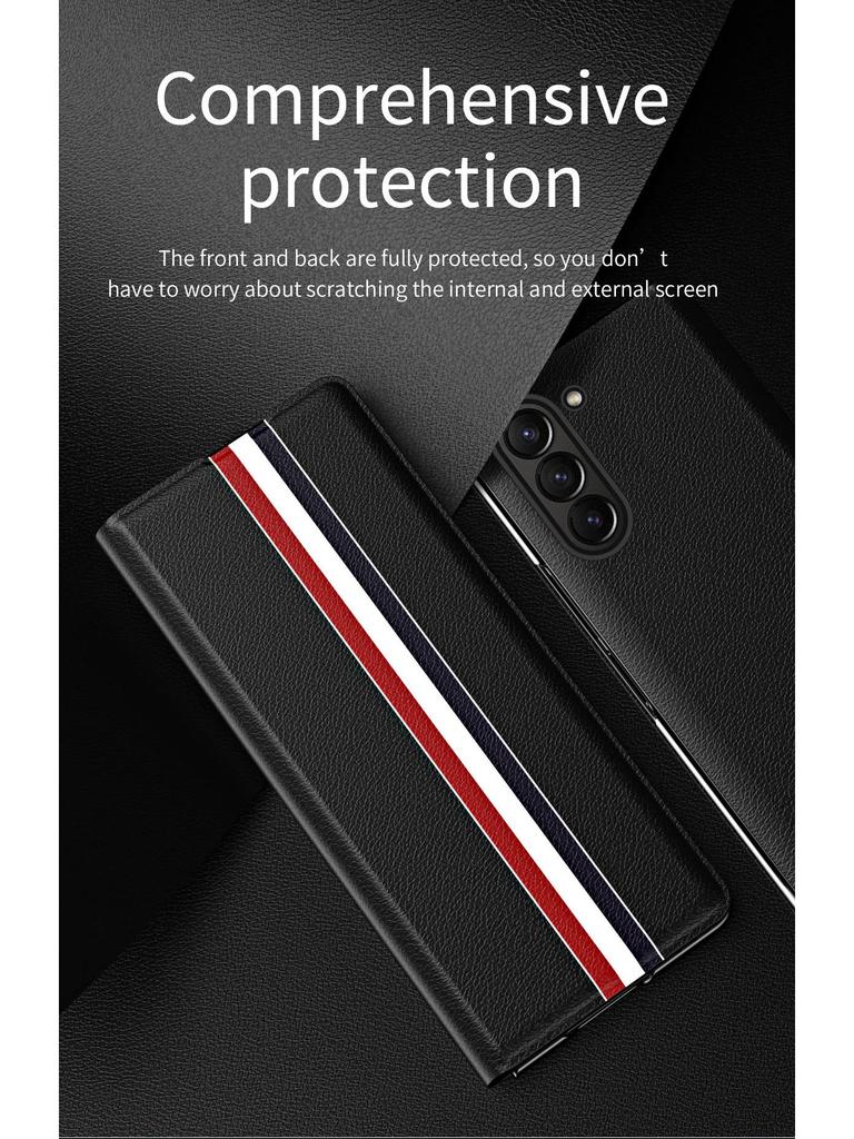 Compatible Samsung Z Fold7 Case with Card Slot - Full Coverage, Anti-Fall Leather for Z Fold5/4/3/2