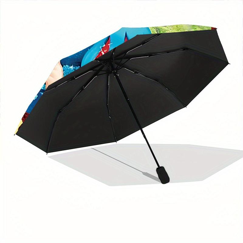 1pc Pretty Snow White Fully Automatic Folding Portable Umbrella, 8 Steel Frames, Three-Fold Design, Suitable for All Seasons, Suitable for O