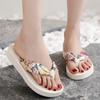Women's Bohemian Satin Strap Platform Beach Slippers