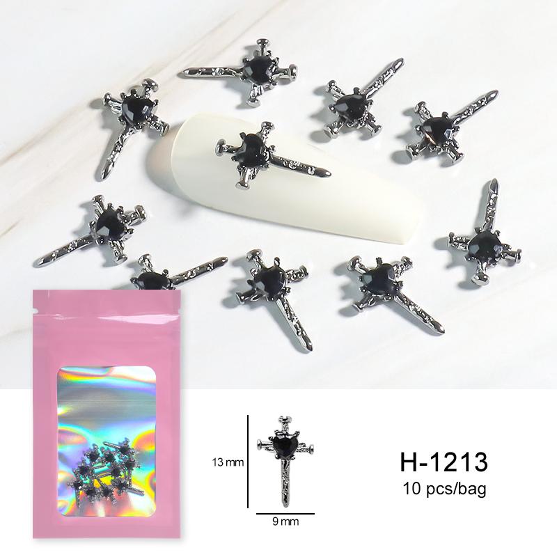 Alloy Skull Nail Charms Retro Halloween Decals Ornaments 3D Ghost Silver Classic Jewelry Nails Art Design Manicure Accessories