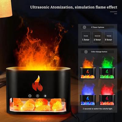 3D simulace Flame Sopka krystal Solný kámen Sedmibarevná atmosféra Světelný plamen Aromaterapeutický stroj Zvlhčovač Esenciální olej