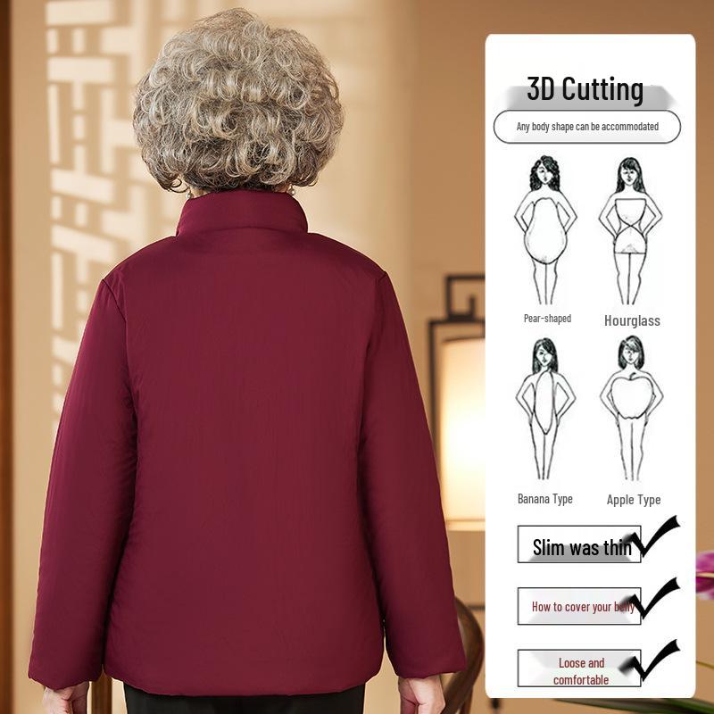 Elderly Women's Winter Cotton Padded Jacket - Grandma's Zodiac Year Wedding Banquet Outfit