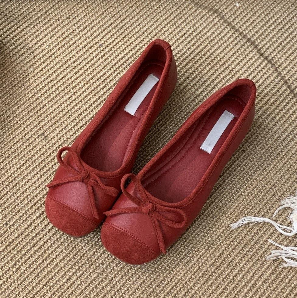 

Красные одинарные туфли на скрытой платформе для женщин, весенние новые, с мелким вырезом, женственные, ретро, повседневные, на толстой подошве, туфли-дудочки на одном педале 39 красный