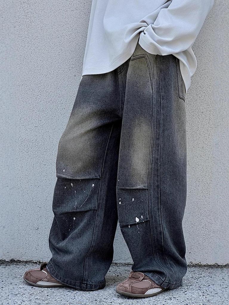 Autumn 2025 Boys' Loose Korean Style Retro Distressed Straight-Leg Jeans