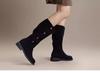 Women's Versatile Retro High-Top Western Cowboy Boots: Slimming, Long, Stylish Winter Equestrian Boots.