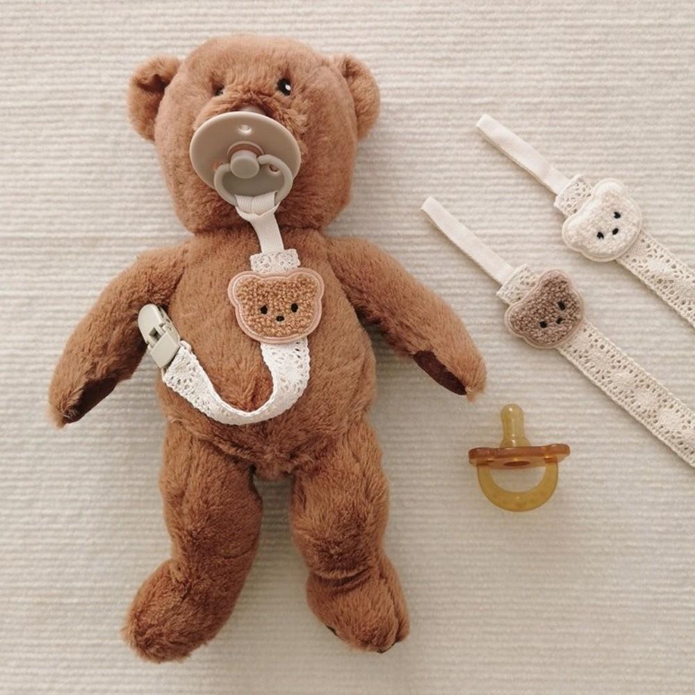 Cartoon Cute Bear Pacifier Chain Hanging Portable Fabric Rope Dummy Nipple Clip Plastic Soother Accessory