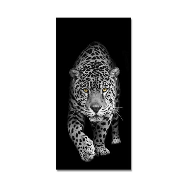 

Черно-белый леопардовый постер и принты, холст с изображением диких животных, настенная художественная картина для гостиной, офиса, дома, декоративная без рамки 20*40cm No Frame