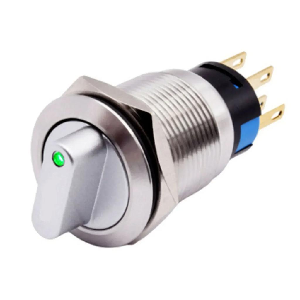 3 Positions Switch Latching Push Button Low Light Conditions 19mm Mounting Hole 3-6V Rated Voltage LED Indicator For Ship