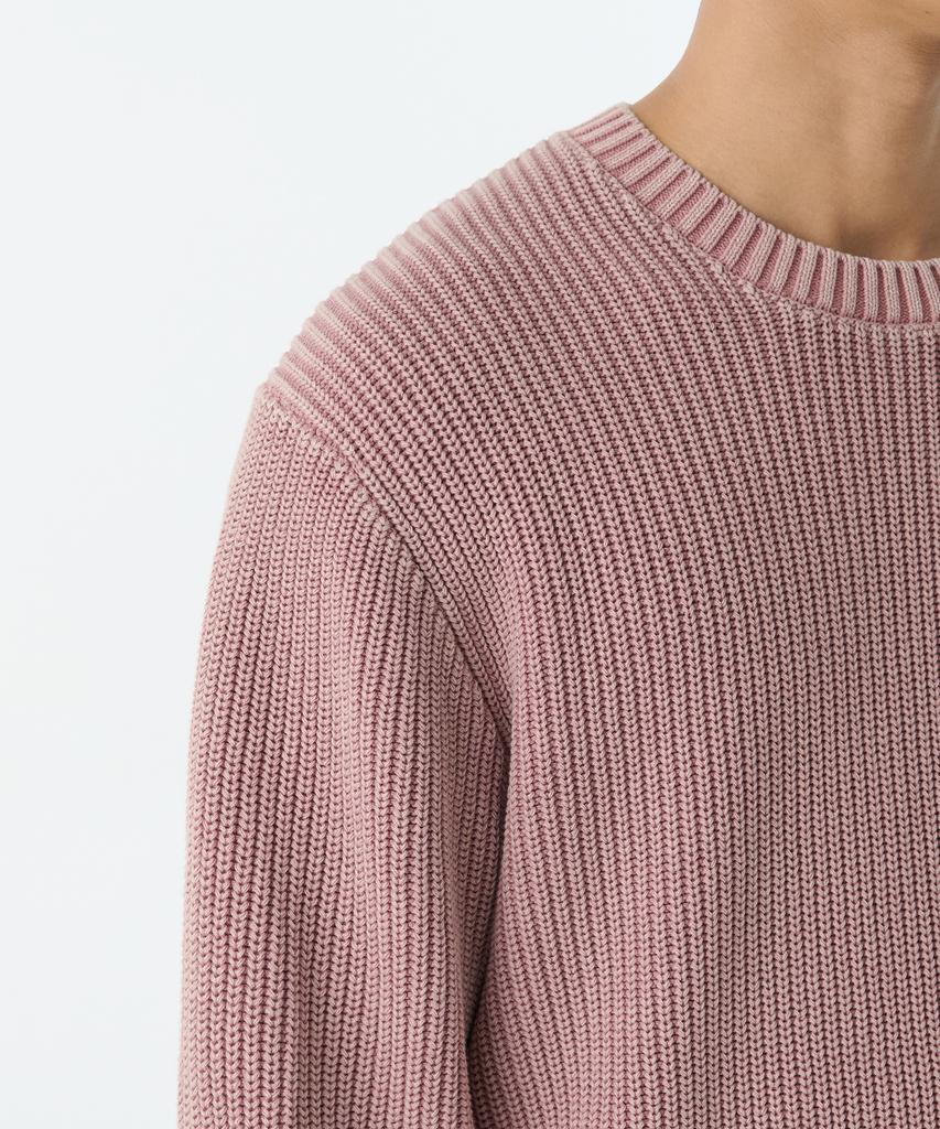 MUSINSA STANDARD Pigment Ribbed Crew Neck Knit [Smoke Pink]