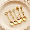 European and American Retro Coffee Spoon Dessert Spoon Small Spoon Spoon Golden Conch Shell Sailboat Five-piece Set
