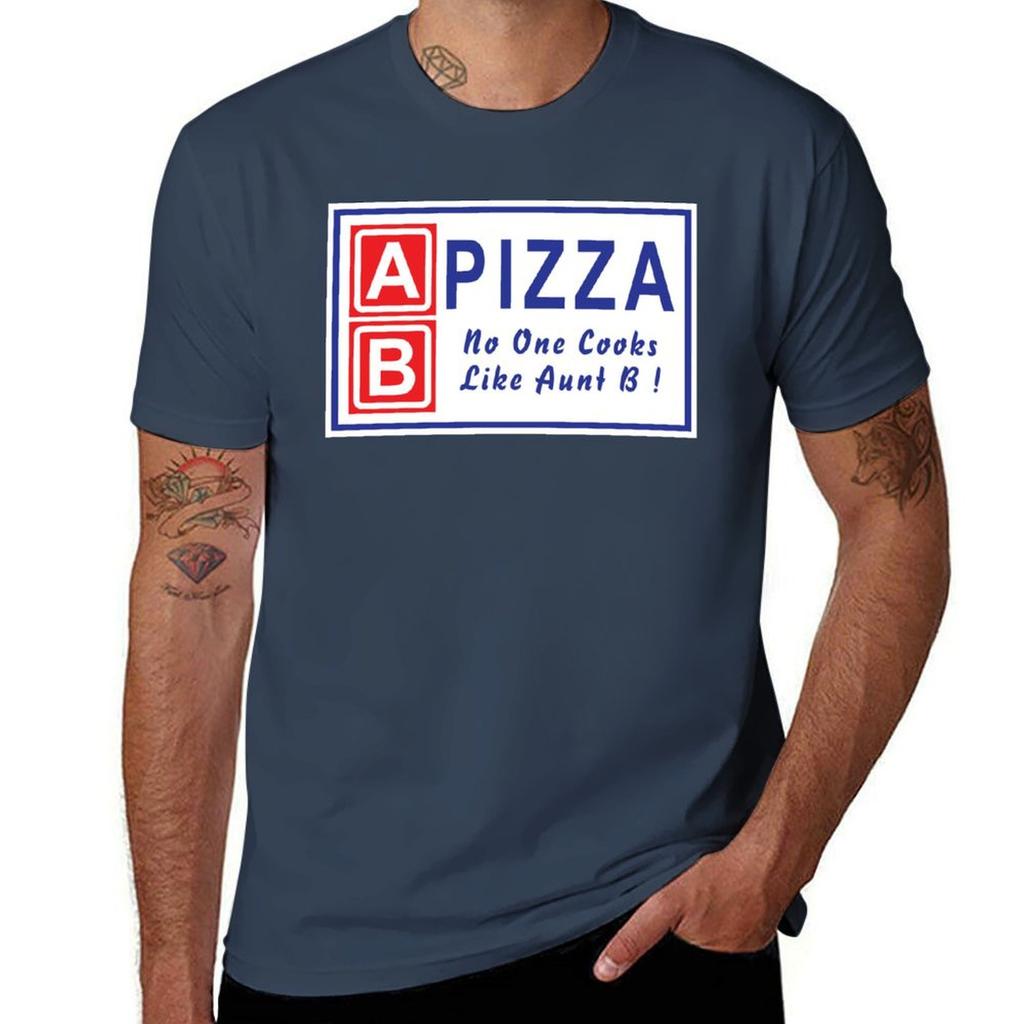 AB Pizza No One Cooks Like Aunt B TShirt Simple Solid Color Crew Neck Tee
