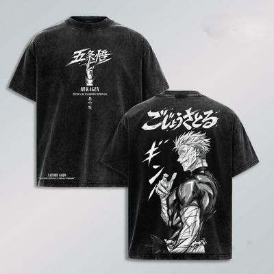 T-shirt Manga Jujutsu Kaisen Gojo Satoru Vintage Lavata Y2k T-shirt da Uomo Unisex Abbigliamento Estivo Manica Corta Poliestere Magliette Top