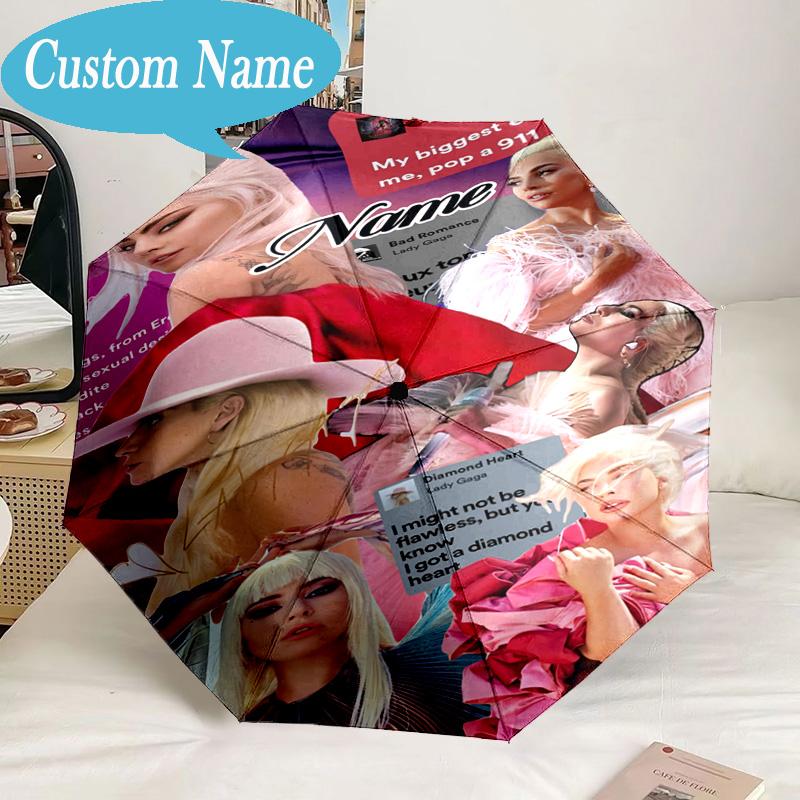 Custom Name Umbrella Bold Fashion Lady-Gaga Umbrella 8-Frame for Travel, Camping, Casual Lightweight Portable, Essential for Family Gifts