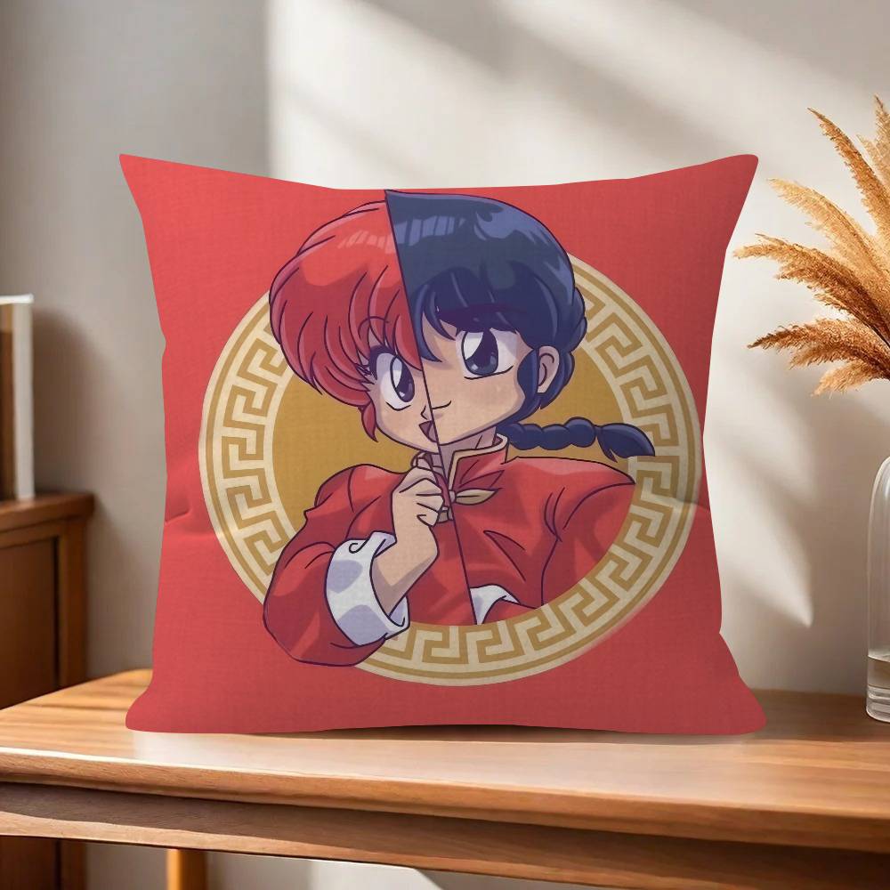 Anime Ranma Vintage Pillow Gift Home Office Decoration Bedroom Sofa Car Cushion Cover case x