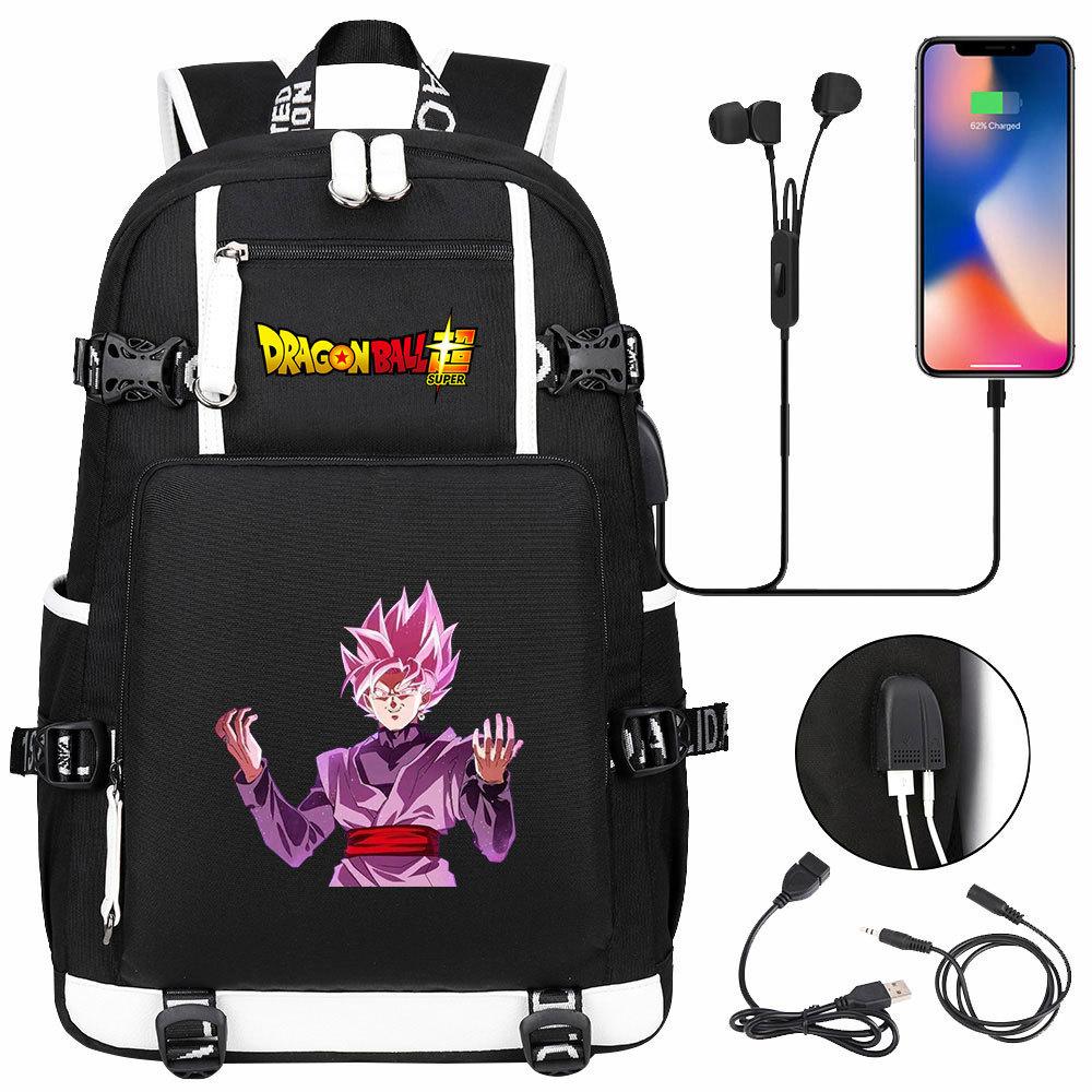 Vegeta Sun Wukong Dragon Ball Ultra USB Headphones Teen Student School Bag Men's and Women's Leisure Travel Backpack