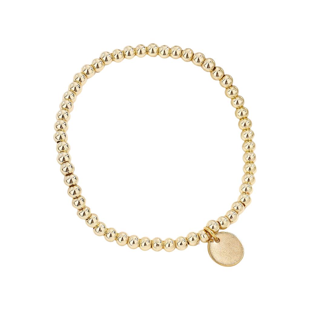 Premium Stainless Steel Stretchable Bead Bracelet Golden Sphere Design Business Casual Jewelry Accessory
