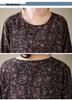 Plus Size Holiday Dress: Cotton & Linen Print, Round Neck, Loose Fit, Long Sleeve