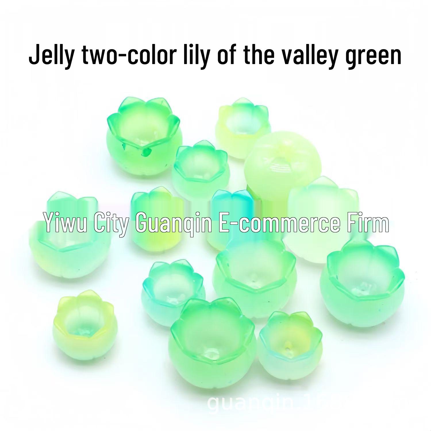 18/24mm Two-Color Jelly Gradient Lily Petal Vase Base for DIY Jewelry Making Small 18mm, 250 pieces per pound желто-зеленый