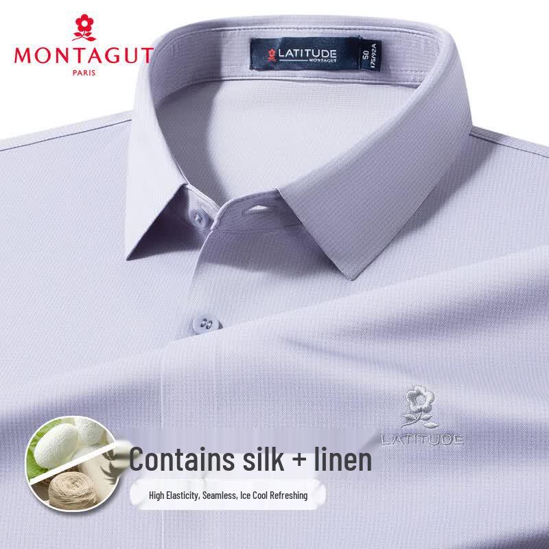 Montagut Men s Silk-Linen Blend Houndstooth Short-Sleeve Shirt 50