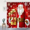 4Pcs creative Christmas Santa Claus themed printed Shower Curtain Set with Non-Slip Bath Mat, Toilet Lid Cover, Contour Rug & 12 Hooks, Bathroom Decor
