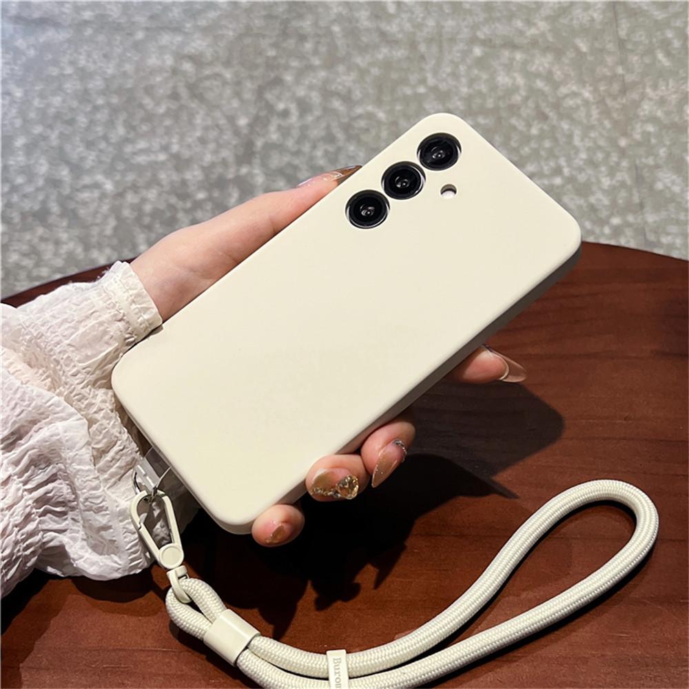 For Samsung Galaxy S25+ Case Precise Cutouts Liquid Silicone+PC Phone Cover with Wrist Strap