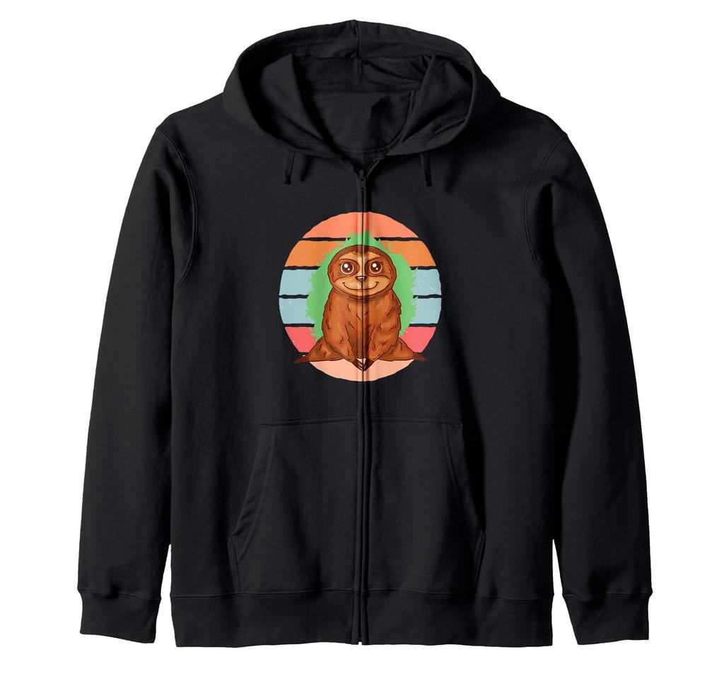 Cute Sloth Sitting Adorable Calm Peaceful Nature Animal Zip Hoodie
