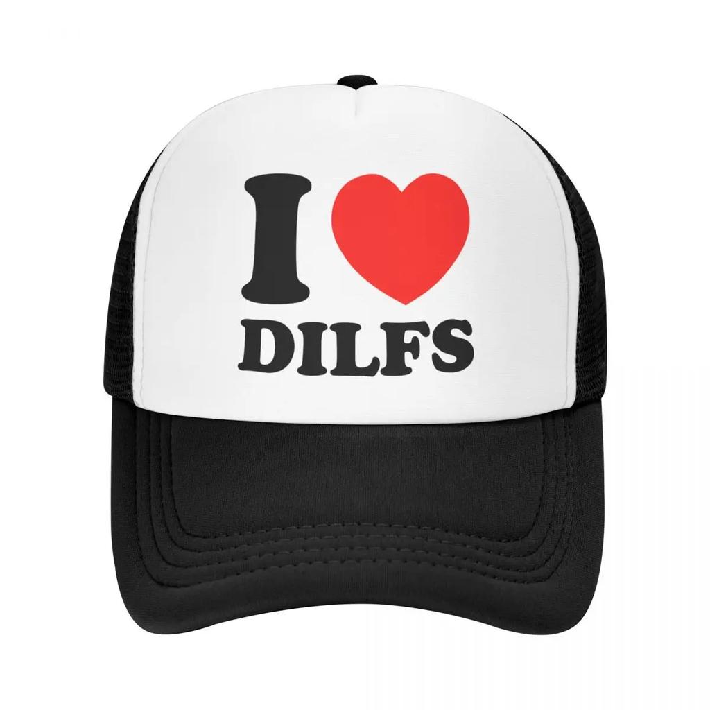Individuelle Mode Unisex Ich Liebe Dilfs Trucker-Kappe für Erwachsene, Verstellbare Baseballkappe für Unisex Damen, Outdoor-Trucker-Kappe