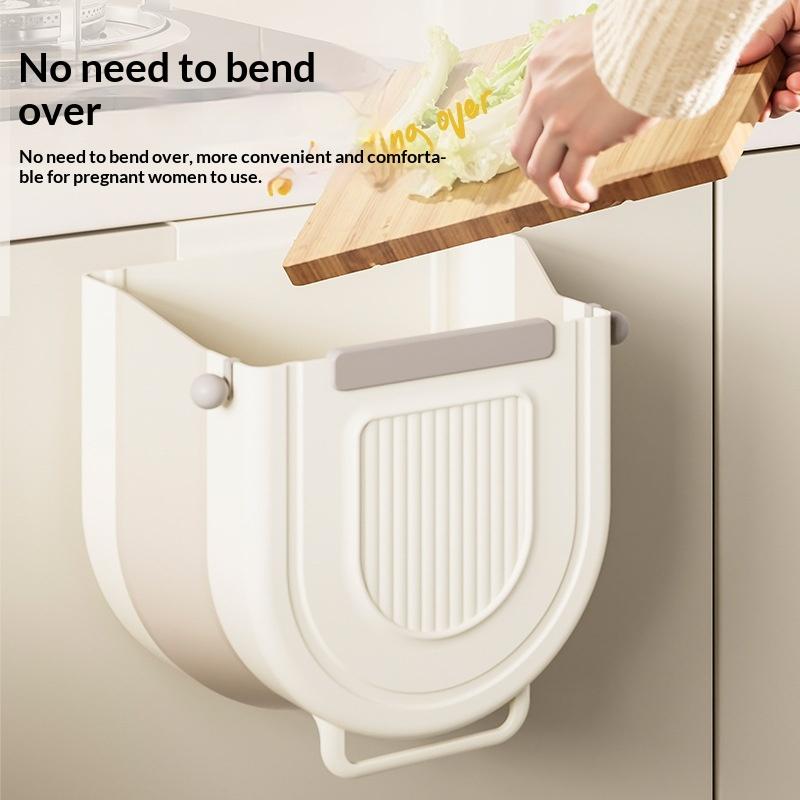 Foldable Wall Mounted Kitchen Trash Can No Drill Hanging Collapsible Bin For Cabinet Door
