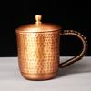 Handcrafted Pure Copper Beer Coffee Mug With Lid Retro Hammer Weave Handle Thickened Hammer 350 Ml Breakfast Cup Drinkware