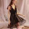 [Downstream Platform Explosion] Sexy Pajamas Women's Light Luxury Ice Silk Nightgown Pure Lace Loungewear Suspender Set