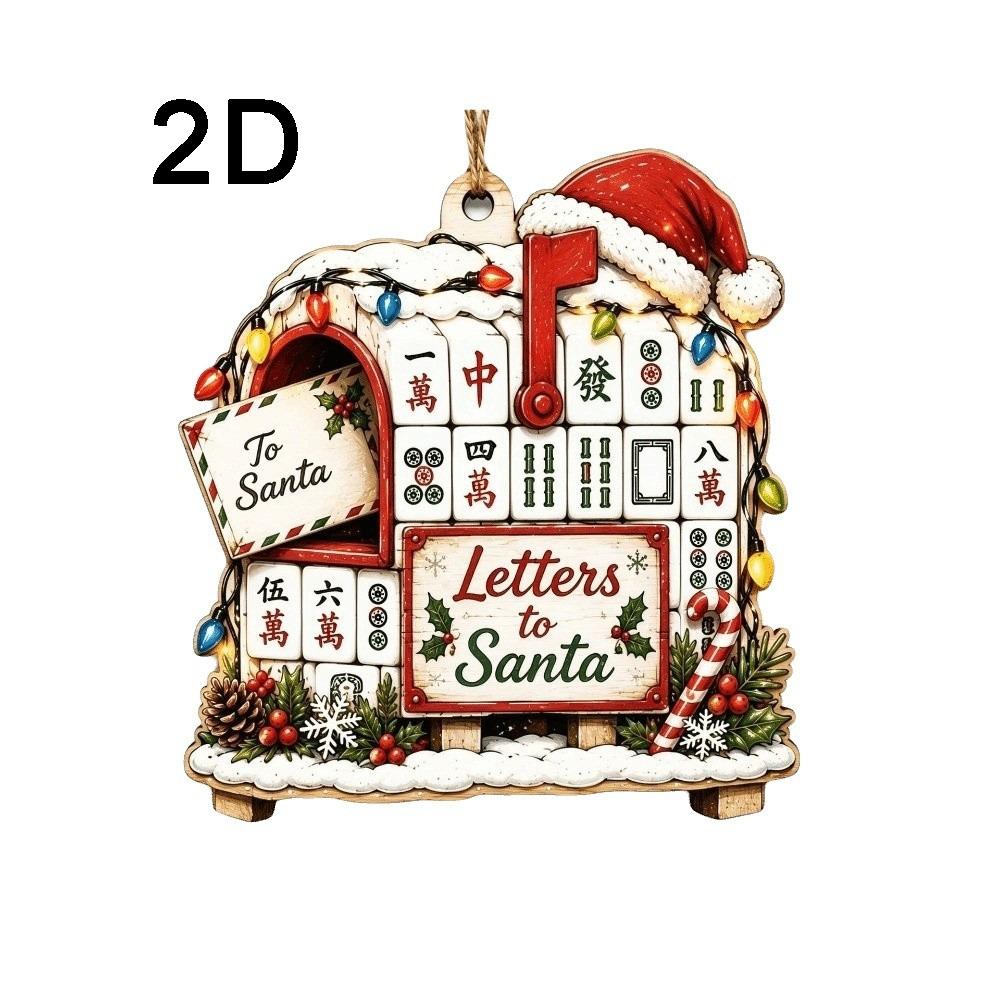 Mahjong Theme Christmas Hanging Decoration Wooden Xmas Pendant Christmas Tree Ornaments Christmas