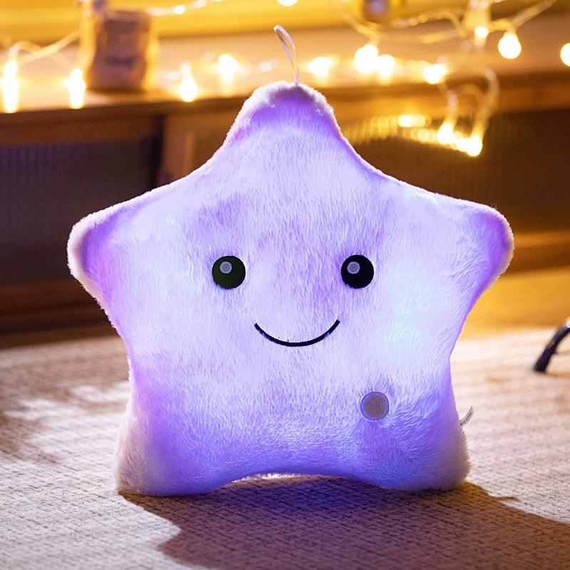 Creative Luminous Five-Pointed Star Throw Pillow Plush Toy Luminous Star Doll Home Sofa Pillow Girl Rag Doll