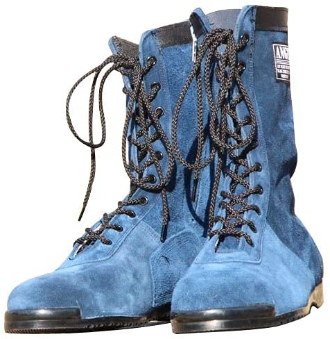 [Tsubaki Model] Velour Modified High-Top Safety Boots with Zipper, Chrome-Tanned Cowhide Leather, JIS Standard Certified, CHS58 (Blue, measurement_27_
