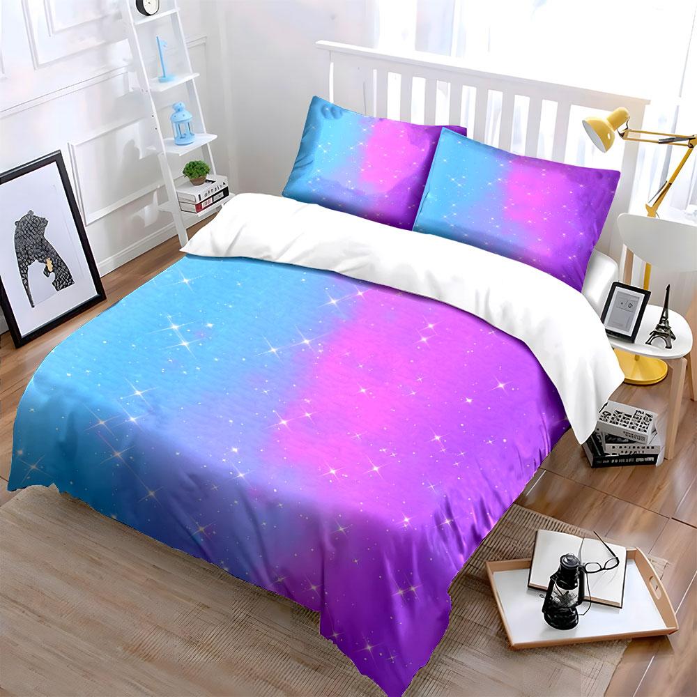 "Sparkling Gradient Decorative Backdrop" Soft Skin-Friendly Bedding Set Includes 1 Duvet Cover And 2 Pillowcase Gift