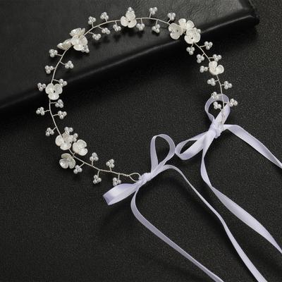 Braut Haarschmuck Hochzeit Frauen Perlen Haarband Fee Rosa Kranz Mädchen Kopf Blumenkrone Goldener Draht für weibliche Dekoration