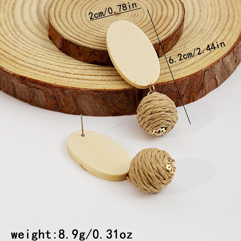 Vintage Wooden Beaded Long Drop Earrings For Women Bohemia Handmade Geometric Wood Earring Pendant Jewelry