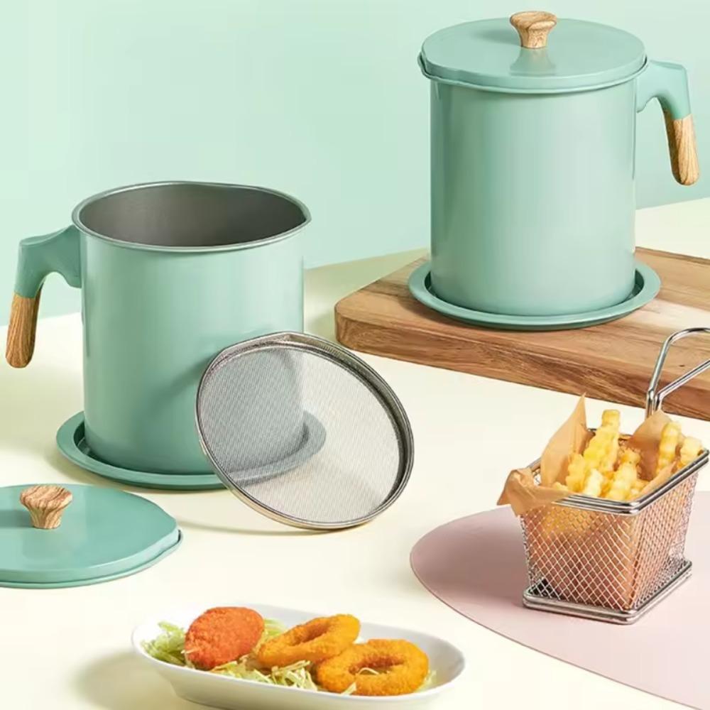 1.4L/1.7L Oil Filter Pot Stainless Steel Grease Storage Container Oil Strainer Pot  Bacon