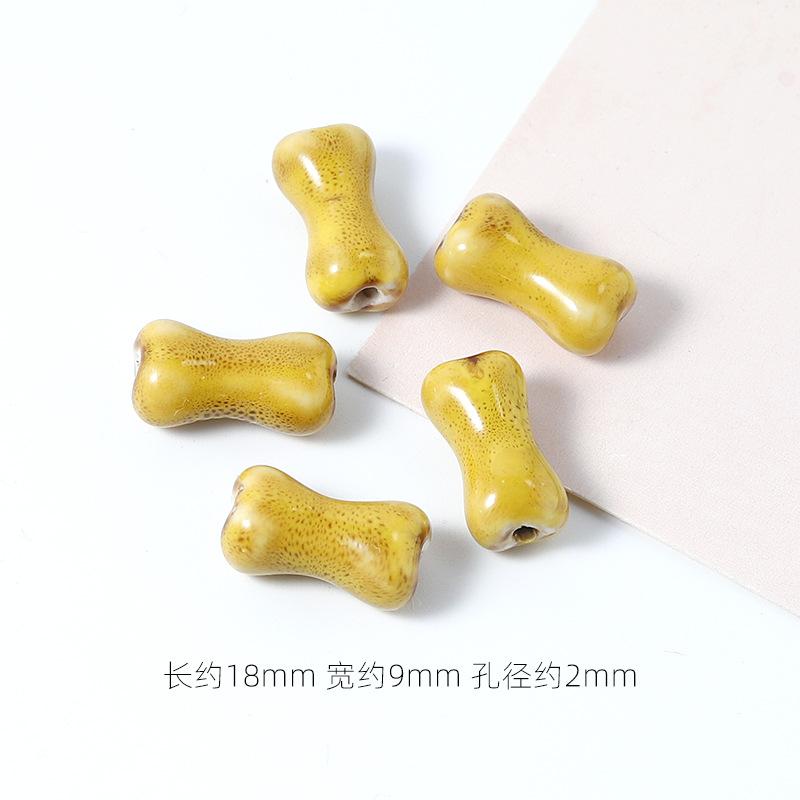 10pcs Design Sense Bone Retro Fun Shaped Ceramic Beads Jewelry Making Materials Charm Bracelet and Necklace Trend Accessories