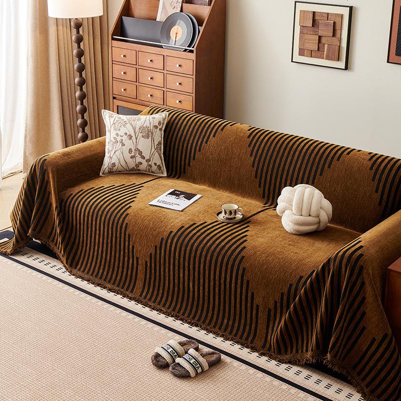Thick Striped Sofa Cover Modern Simple Sofa Protector Throw Blanket