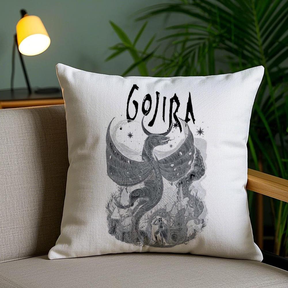 Rock Band G-Gojira Cushion Cover Plush Fabric Soft Double-Sided Printed Invisible Zipper Sofa Pillow Case Home Decor