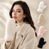 1pair Thickened Plush Gloves Soft Winter Mittens Simple Full-Finger Gloves  Women