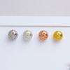 S925 Sterling Silver Hollow Copper Coin Round Spacer Beads for DIY Handmade Bracelets.