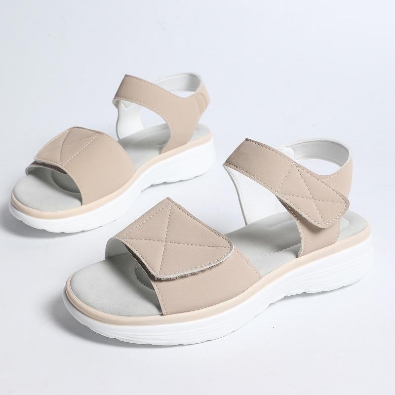 Cross Border Summer Velcro New Foreign Trade Large Size Platform Roman Beach One Line Sandals Women