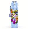 1PC Full Floral Filled Love Heart 750ml Color Plastic Sports Water Bottle Leakproof Flip Straw Lid Suitable for Sports Office Home Use