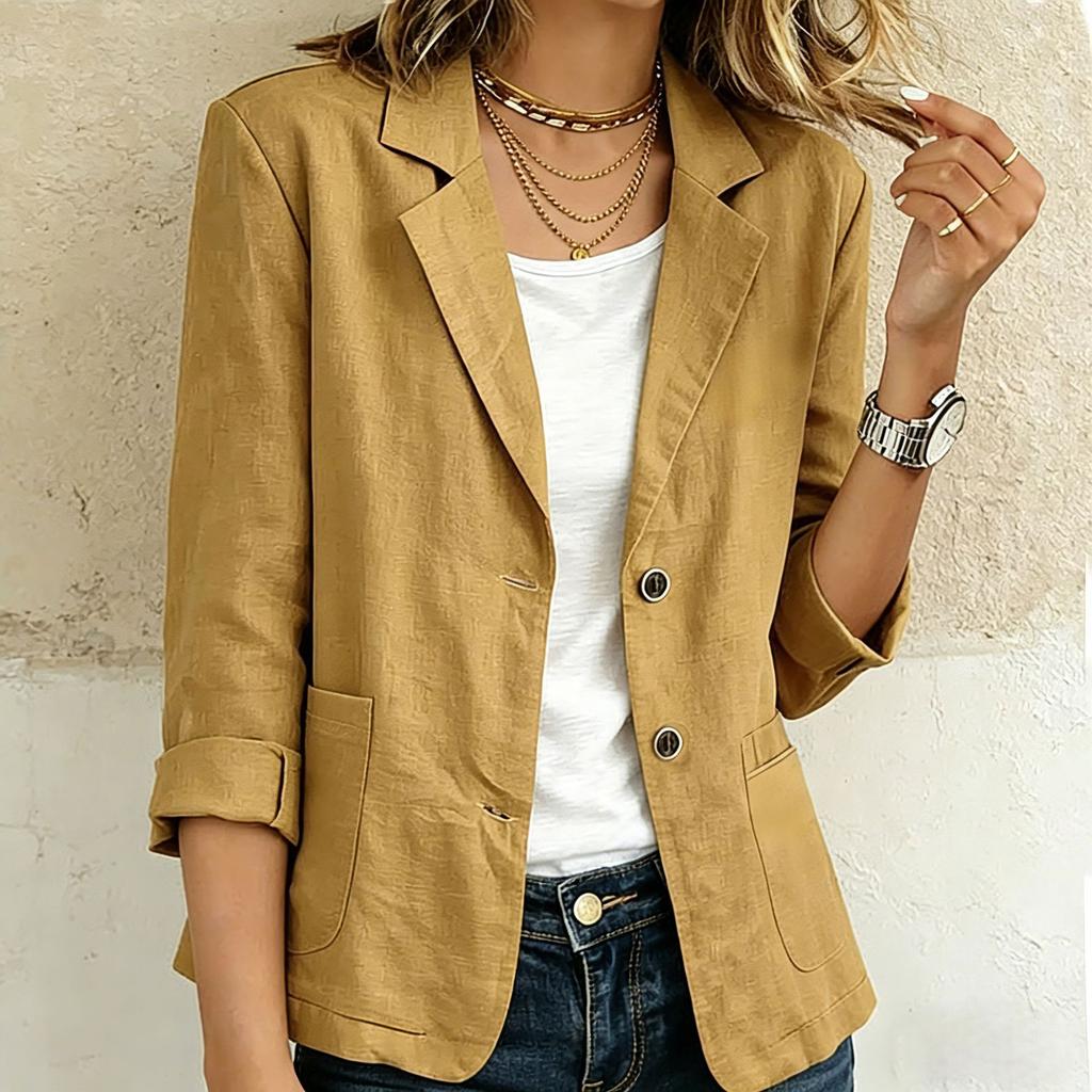 Women's Casual Loose Fit Long Sleeve Blazer Jacket Lightweight Button Front Pockets Office Workwear Outerwear