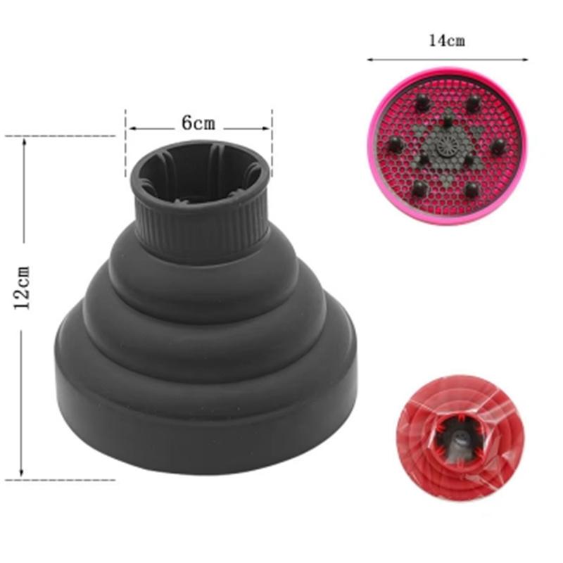 

1 шт. Подходящий 4-4,8 см Универсальный силиконовый диффузор для фена Крышка Насадка-диффузор для фена Кудрявый Съемный Инструмент для завивки волос чёрный