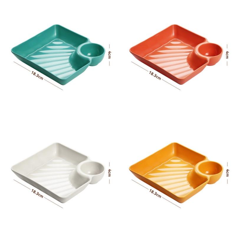 4Pcs Multicolor Food Grade Dumpling Plates With Integrated Sauce Compartment Heat Resistant For Home Sushi Snacks