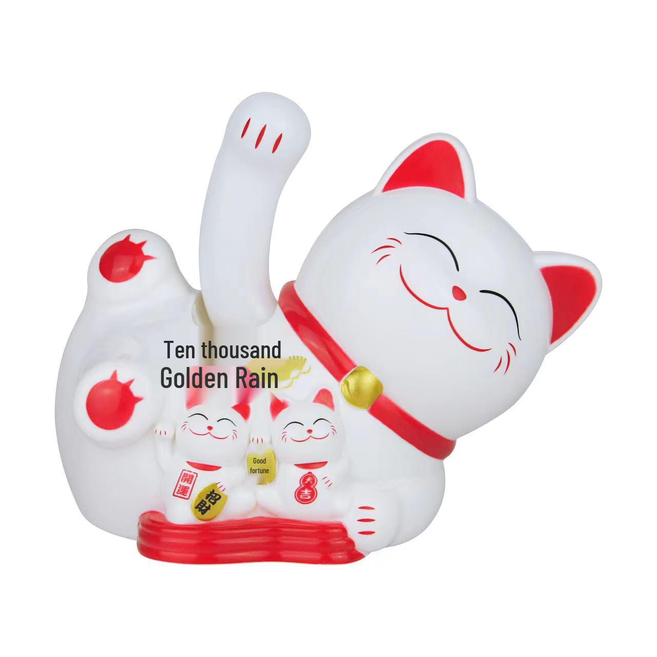 Solar-Powered Waving Maneki-neko Dashboard Ornament