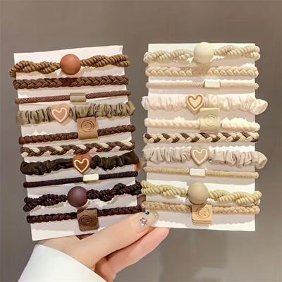 5/10/20 Stück Einfaches Haargummi-Set Geflochtenes Haarseil Herz-Dekor Scrunchies Elastischer Pferdeschwanzhalter Haarschmuck Für Damen